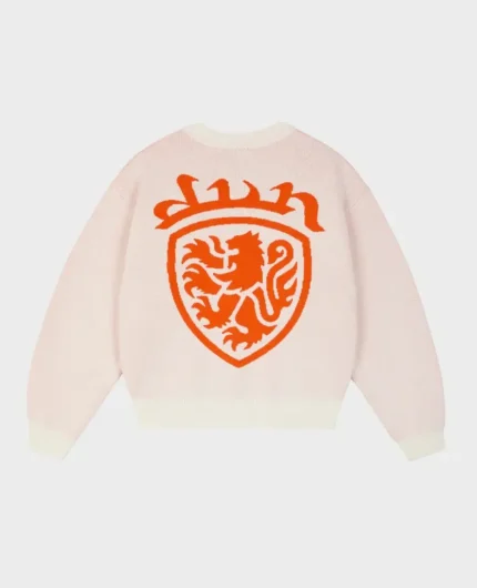 Pull en maille Divin By Divin Desert White à motif blason